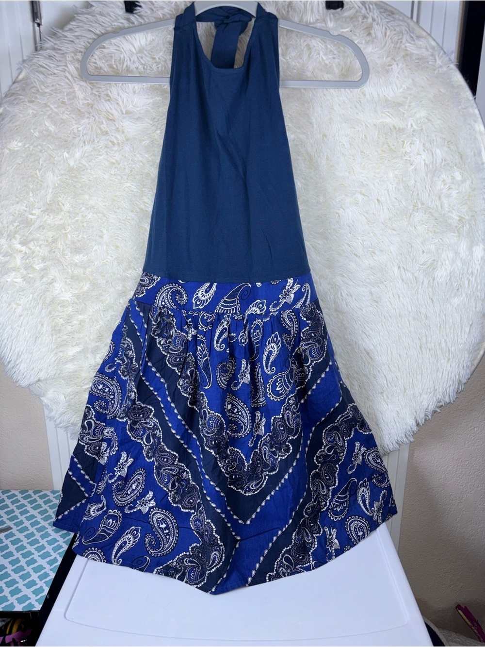 VENUS Blue Paisley Halter Mini Dress